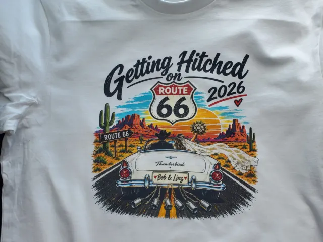 getting hitched on route 66 t-shirt