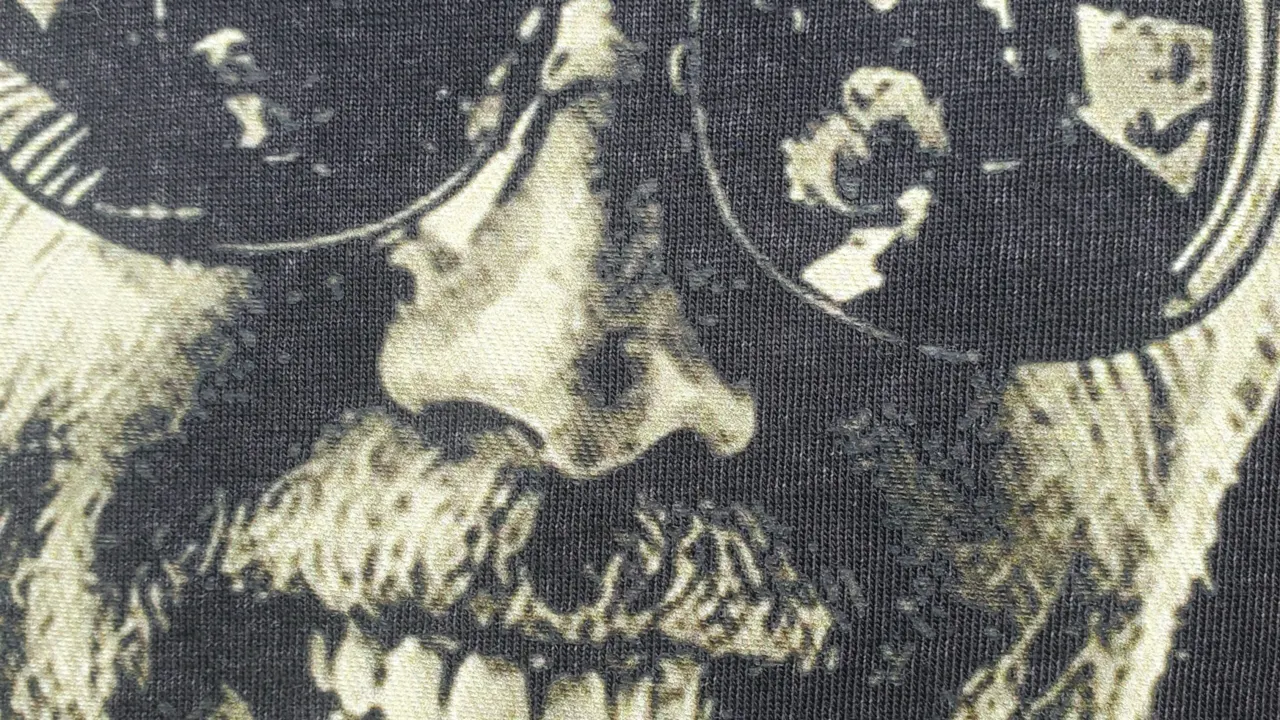 Halftone print of a face on a t-shirt